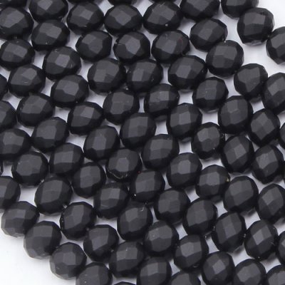 6x8mm matte rondelle crystal beads black color 70 beads