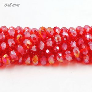 70Ppcs 6x8mm Chinese Crystal Rondelle Bead Strand, Light Siam AB