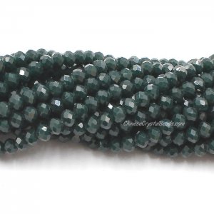 4x6mm Opaque dark green Chinese Crystal Rondelle Beads about 95 beads