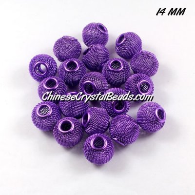 14mm purple Mesh Bead, Basketball Wives, 12 pieces
