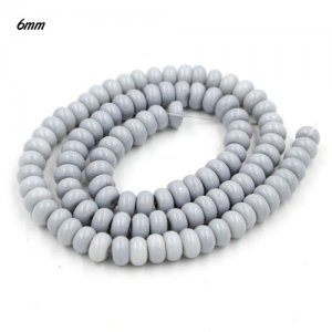 100Pcs 6x3.5mm Smooth Roundel Shape Glass Beads, rondelle glass beads strand, hole 1mm, gray