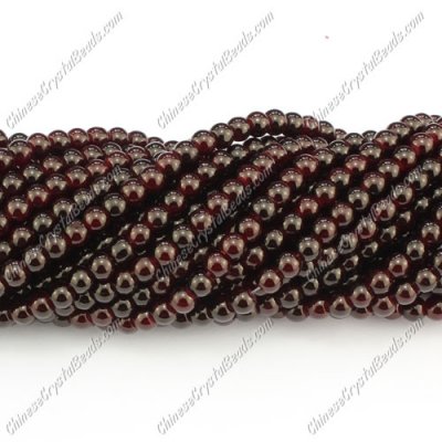4mm round glass beads, dark red, about 200pcs per strand