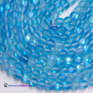Matte aqua Mystic Aura Quartz Beads 6/8/10/12mm Rainbow Holographic Bead Synthetic Moonstone 15.5inch