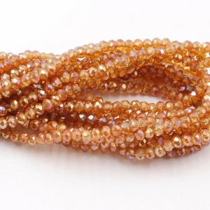 130Pcs 2.5x3.5mm Chinese Crystal Rondelle Beads, dark amber AB