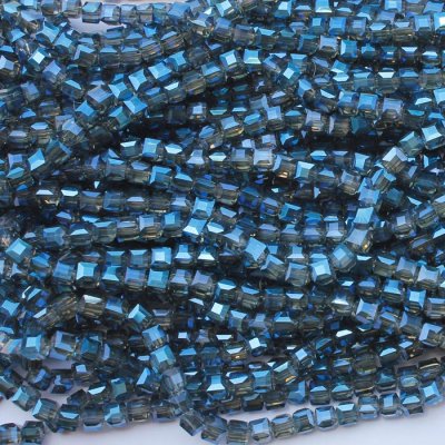 98Pcs 6mm Cube Crystal beads,magic blue