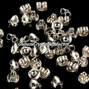 Earnut, silver-plated, 5x3mm. Sold per pkg of 50 pairs.