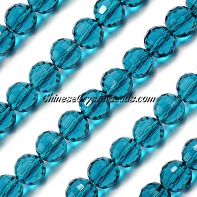 Round crystal beads, 10mm, Blue Zircon, 96 cutting surfaces, 20 pieces