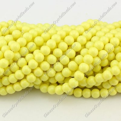 6mm round glass beads strand, yellow, 140pcs per strand