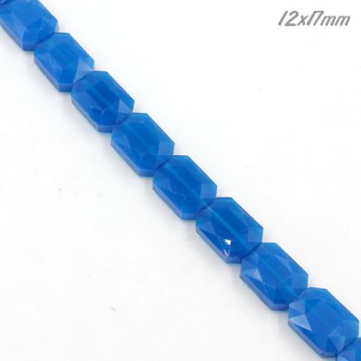 12x17mm Flat Rectangle faceted crystal beads, opal blue, 1 Pc