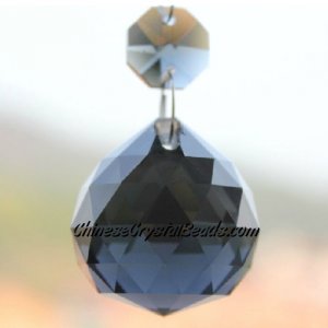 Crystal faceted ball pendants , 30mm, Black Diamond