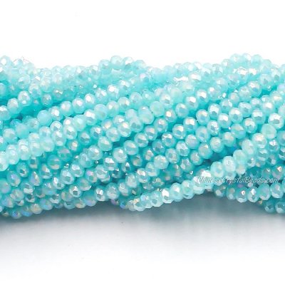 10 strands 2x3mm chinese crystal rondelle beads aqua jade AB about 1700pcs