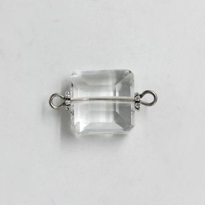 Square shape Faceted Crystal Pendants Necklace Connectors, 13x13mm, clear, 1 pc