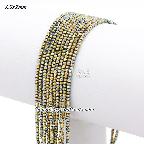 210Pcs 1.5x2mm rondelle crystal beads, green light, with Polyester thread