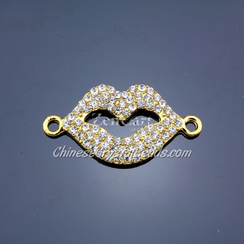 Pave accessories, gold plated lip,1x38x20mm, Sold individually.