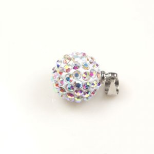 Crystal Disco beads charms, white AB, 10mm, 1 pcs