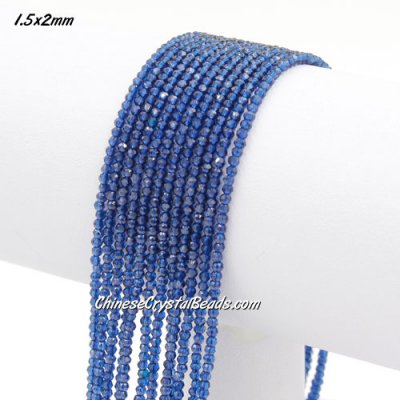 210Pcs 1.5x2mm rondelle crystal beads dark blue with Polyester thread