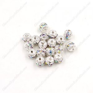 50 pcs 6mm crystal AB Rhinestone round ball bead,spacer bead,crystal bead,copper,metal, hole:1mm