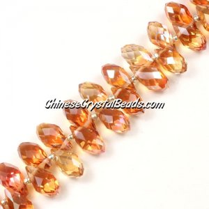 Chinese Crystal Briolette Bead Strand, crystal Reflective orange light, 6x12mm, 20 beads