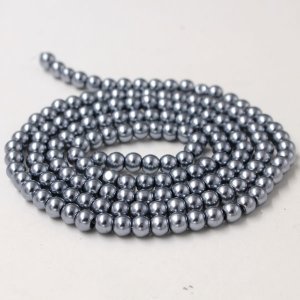 Glass Pearl Beads, Round, dark gray, different size for choice, Hole:Approx 1mm, Length:Approx 32 Inch