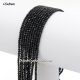 210Pcs 1.5x2mm rondelle crystal beads black with Polyester thread