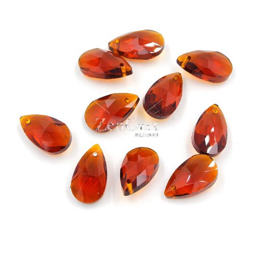 10Pcs 16x9mm Crystal beads Faceted Teardrop Pendant, coffee, hole: 1mm