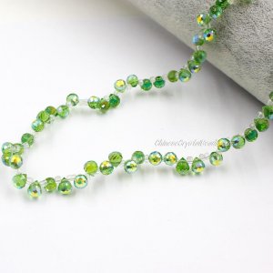 98 beads 6mm Strawberry Crystal Beads, Fern Green new AB