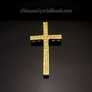 pave alloy cross, gold, 24x48mm, Pave