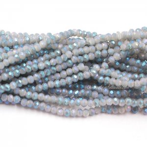 130Pcs 2.5x3.5mm Chinese Crystal Rondelle Beads, Opaque Sage Blue half light