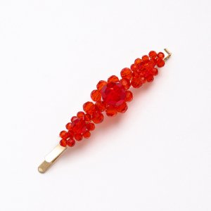 Hot web celebrity crystal flower hair clip, red 2, 1pc