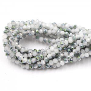 130Pcs 2.5x3.5mm Chinese Crystal Rondelle Beads, white jade half green light
