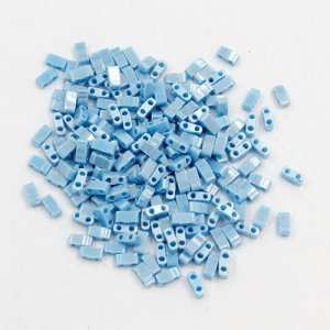 5x2.5mm chinese glass Half Tila aque Satin approx 200 beads