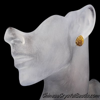 crystal pave clay earring, Teardrop earrings, 11x15mm, amber,1 pairs.
