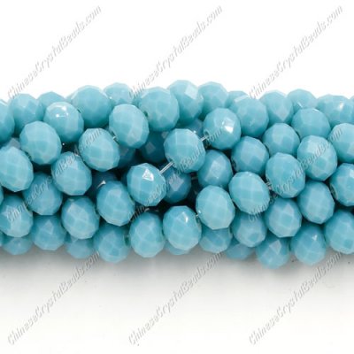 Chinese Crystal Bead Strand, Opaque turquoise, 6x8mm, about 72 beads
