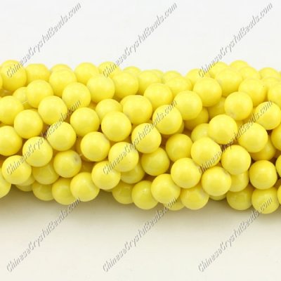 8mm round glass beads strand, yellow, 100pcs per strand