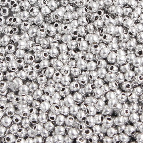 1.8mm AAA round seed beads 13/0, plated silver, #MX13, approx. 30 gram bag