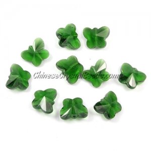 Crystal Butterfly Beads, green, 12x14mm, 10 beads