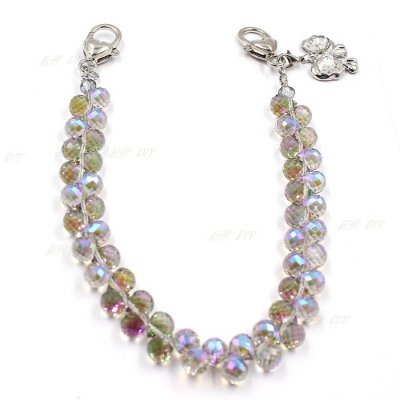 INS Handmade 8mm AA04 strawberry crystal Bead Mobile Phone Chain Women Wrist Strap Keychain