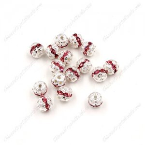 50 pcs 6mm pink Rhinestone round ball bead,spacer bead,crystal bead,copper,metal, hole:1mm