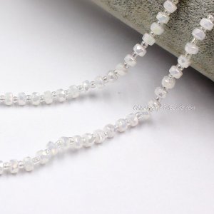 95Pcs 4x6mm angular crystal beads white jade AB