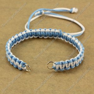 Pave chain, nylon cord, sky blue and white, wide : 7mm, length:14cm