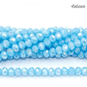 4x6mm opaque Aqua AB Chinese Crystal Rondelle Beads about 95 beads