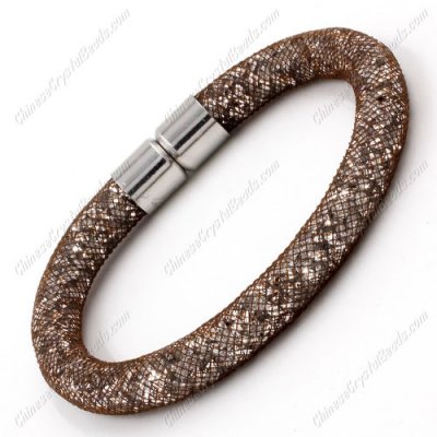 Stardust Mesh Bracelet, width:8mm,brown mesh and clear Rhinestone