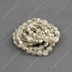 6mm Bread crystal beads long strand, silver shade, 100pcs per strand