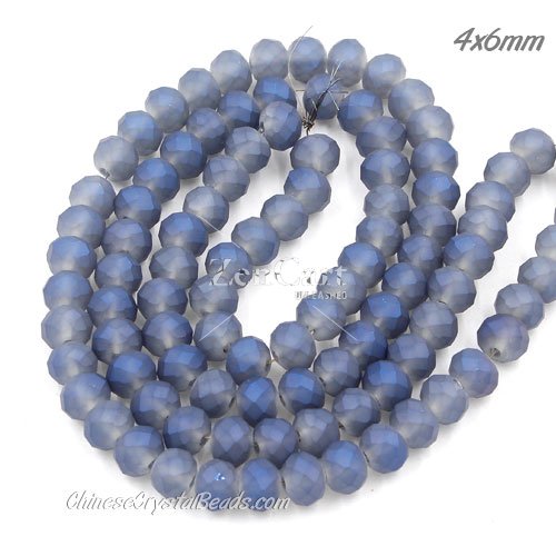 4x6mm Rondelle Crystal Beads Strand, Matte magic blue, about 95 Pcs