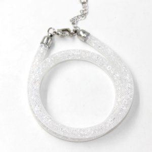 6mm wide real crystal stardust mesh bracelet or necklace, white color