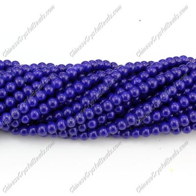 4mm round glass beads, navy blue, about 200pcs per strand