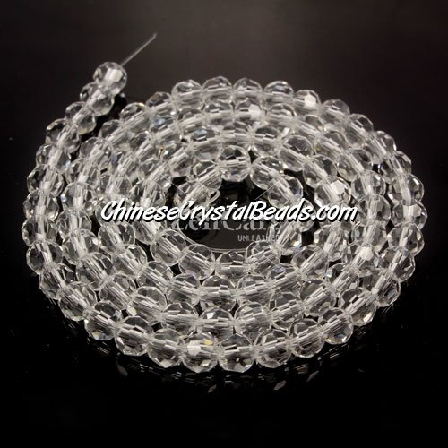 Chinese Crystal 4mm Long Round Bead Strand, clear, about 100 beads