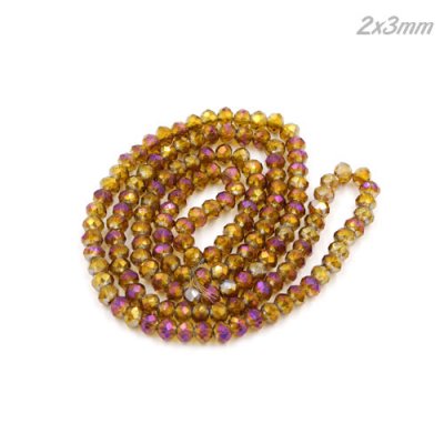 130pcs 2x3mm Chinese Crystal Rondelle Beads strand, brown purple light
