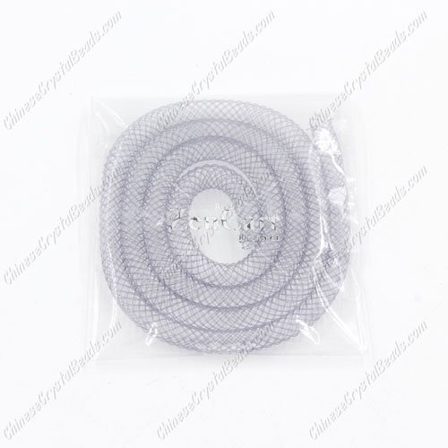 DIY Mesh Bracelet soft nylon fishnet tube, gray, width:4mm, 40cm