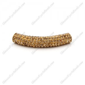 pave crystal tube beads, clay, L:45mm, hole: 4mm, champange, 1pc
